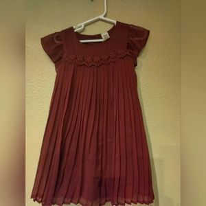 Girls OSHKOSH pleated Burgandy  dress